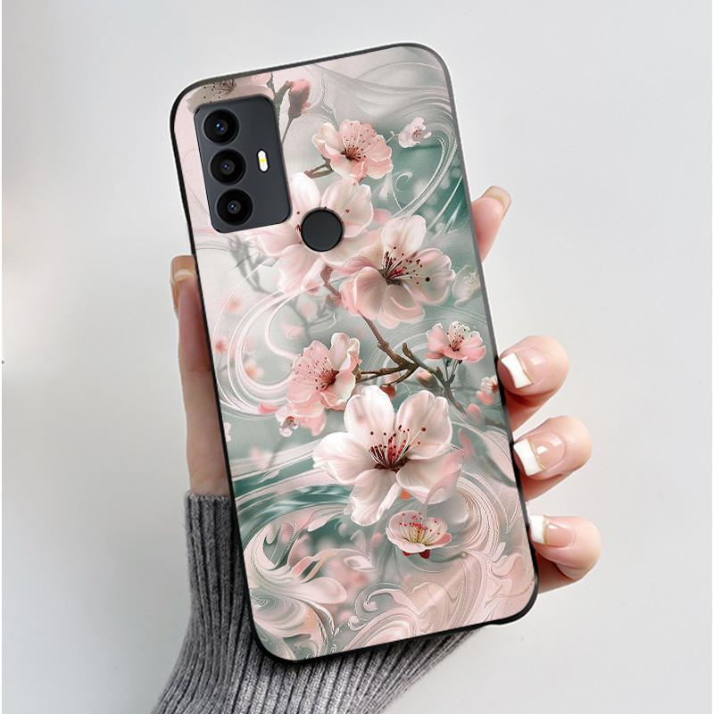 Cute Case For TCL 30 SE Protective Cover For TCL 30E Funda For TCL 306 305 Printing Shell Soft Silicone Cartoon Black Casing