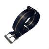 Watch Premium G10 Silk Touch Nylon Black with Light Brown Deluxe Nylon NATO Type Watch 20mm Width [Naval Co.] NATO-type Strap, Stripe, Strap,