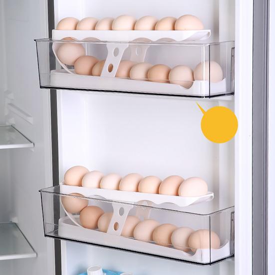 45293 шт., двухъярусная коробка для яиц на холодильнике, автоматическая, с большой емкостью, органайзер для яиц на боковой двери холодильника