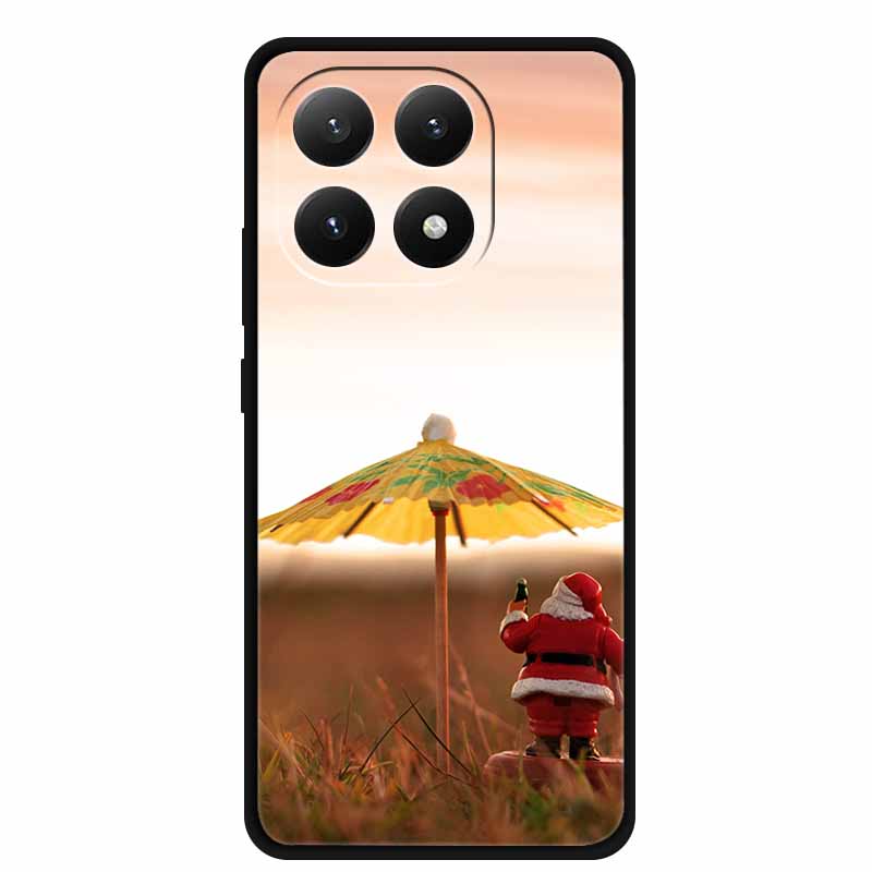 Рождественский чехол для Xiaomi 15T 5G Чехол Черные силиконовые чехлы ТПУ Санта-Клаус Елка Чехол Мультяшный олень Для Mi 15T 5G 15 T