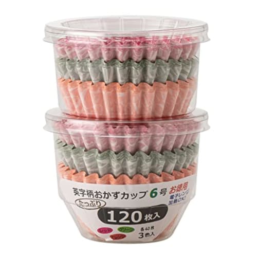 Артем Чашки для гарнира, Чашки для ланч-бокса, Нет. 6, Глубокий, Узор с английскими буквами, 120 чашек, 3 дизайна по 40 чашек, Подходит для микроволновой печи, Сделано в Японии