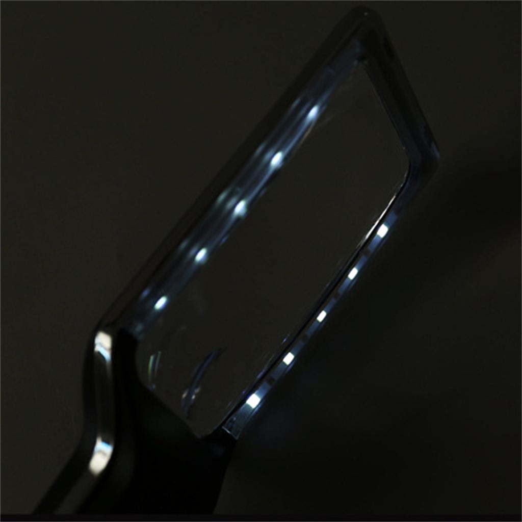 Квадратная ручная портативная лупа с зеркалом для матери с LED-лампой для чтения, обслуживания, газеты для пожилых людей (аккумулятор)