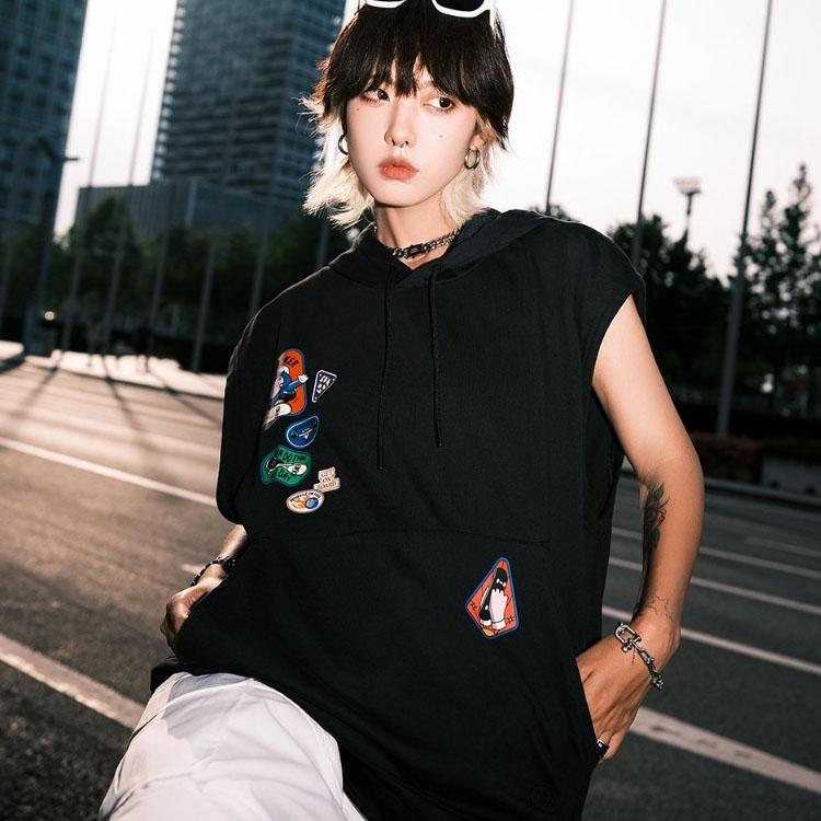 Adidas Hooded Zip-Up Sleeveless Sweatshirt Men Tops Black HY4626