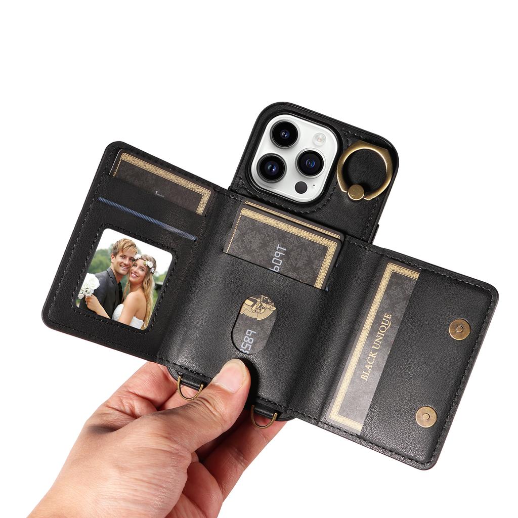 Роскошный кожаный чехол через плечо с металлическим кольцом для Samsung Galaxy A52 A72 A22 A32 A73, женский держатель с отделениями для карт, чехол для телефона Samsung S24 S23 S222 Plus