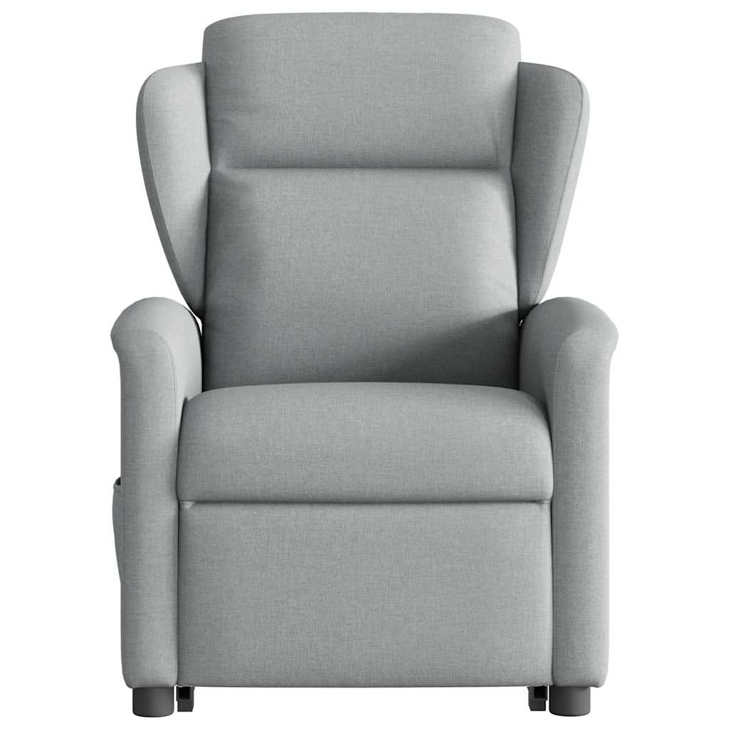 Massage Recliner with Rising Assistance Light Grey Fabric