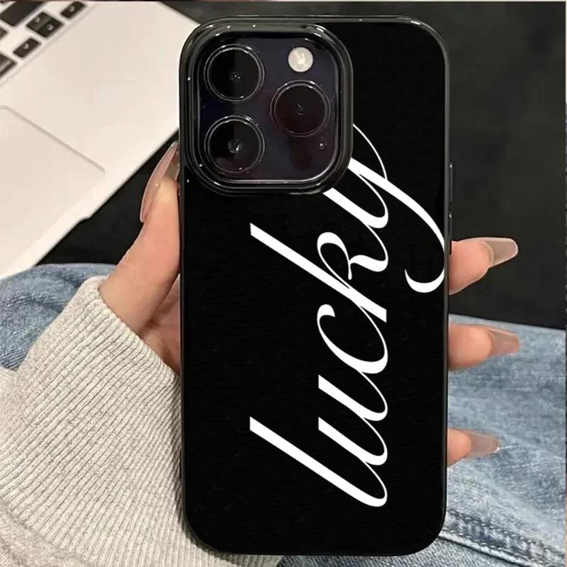 Минималистичный чехол для телефона с английским узором на удачу Для iPhone 17 16 Pro Max 15 14 13 12 11 Pro Max 16E 17 Air XR XS 7 8 Plus Мягкий чехол