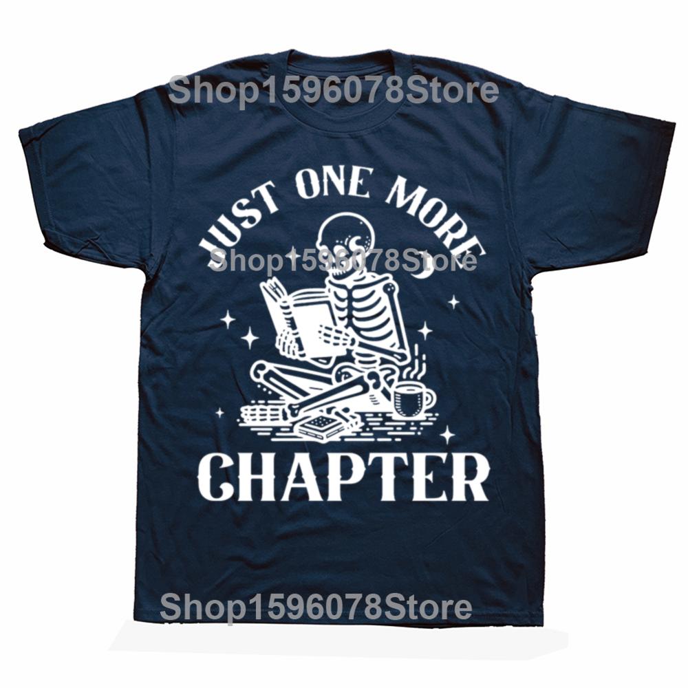 Еще одну главу Футболки Забавная футболка с черепом и книжным червем Любитель книг Чтение Учитель Футболка Женская Мужская Хлопок Футболки с коротким рукавом