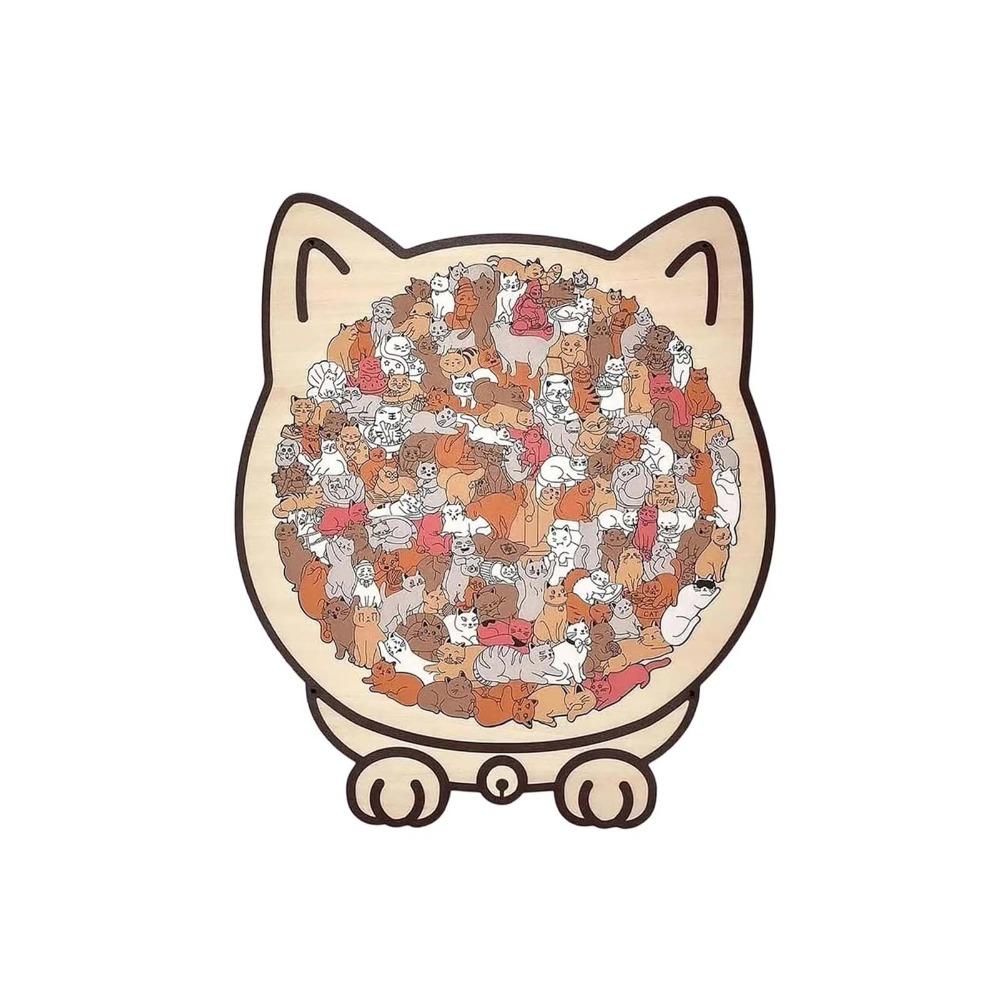 Милый котенок Пазл в форме кошки Пазл с животными Уникальный пазл неправильной формы Деревянный пазл с кошкой Для взрослых