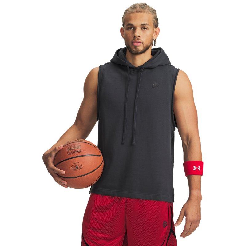 Under Armour Курточка без рукавов Curry Loose для баскетбола, спорта, фитнеса, легкая, дышащая, удобная, мягкая, с капюшоном, мужская, темно-космический серый, 6009769-016