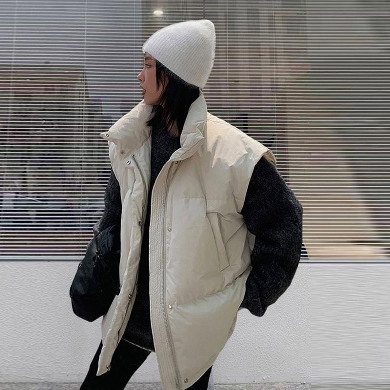 Женский жилет на молнии для офиса, свободный толстый теплый жилет с подкладкой, зимний пуховый хлопковый жакет без рукавов