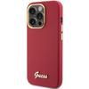 Guess Silicone Script Metal Logo & Frame Case For Iphone 15 Pro - Red