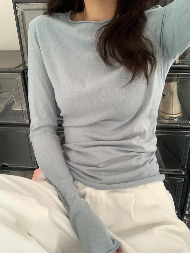 Приталенный кардиган с защитой от солнца для женщин - Ранневесенний с закатанным краем, повседневный, минималистичный топ с длинным рукавом