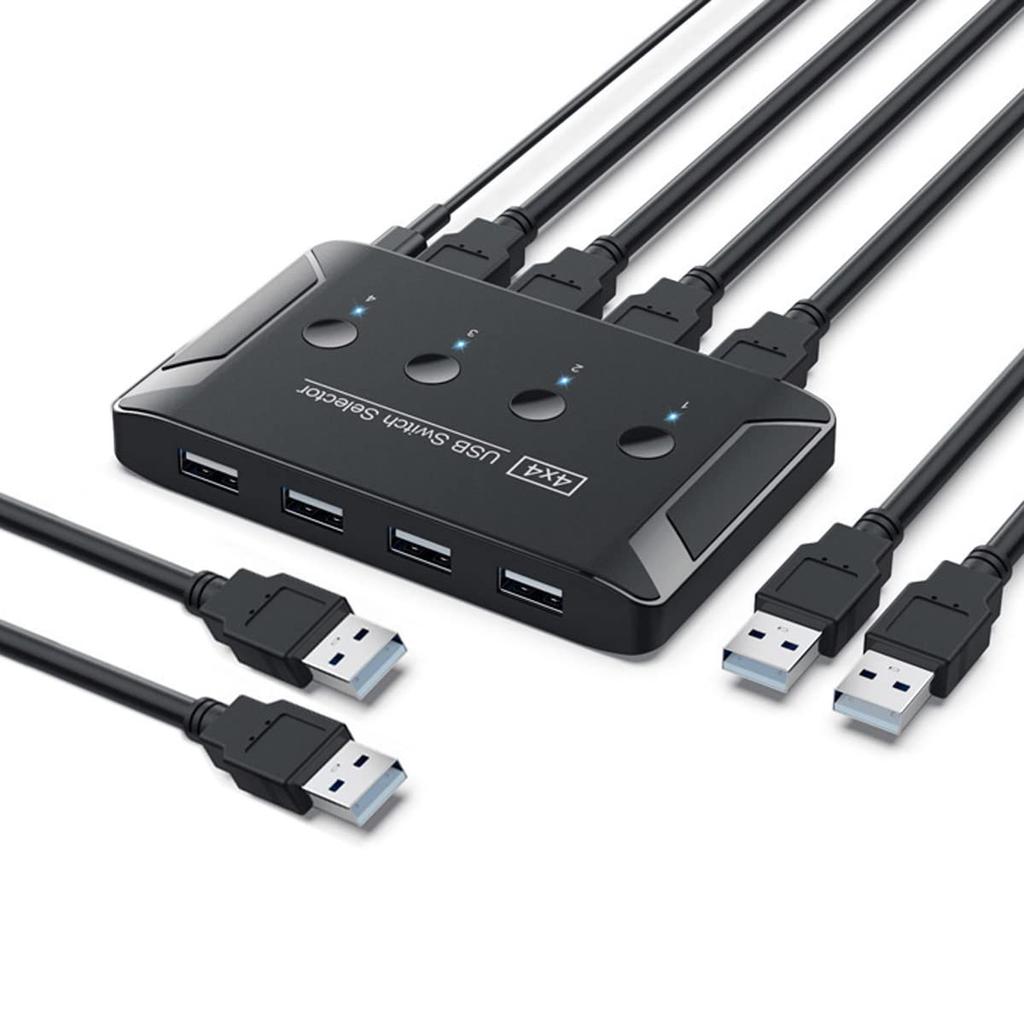 CHENYANG KVM USB Hub Switch Selector 4 Ports PC Share 4 Devices for Keyboard Mouse Scanner Printer 2.0