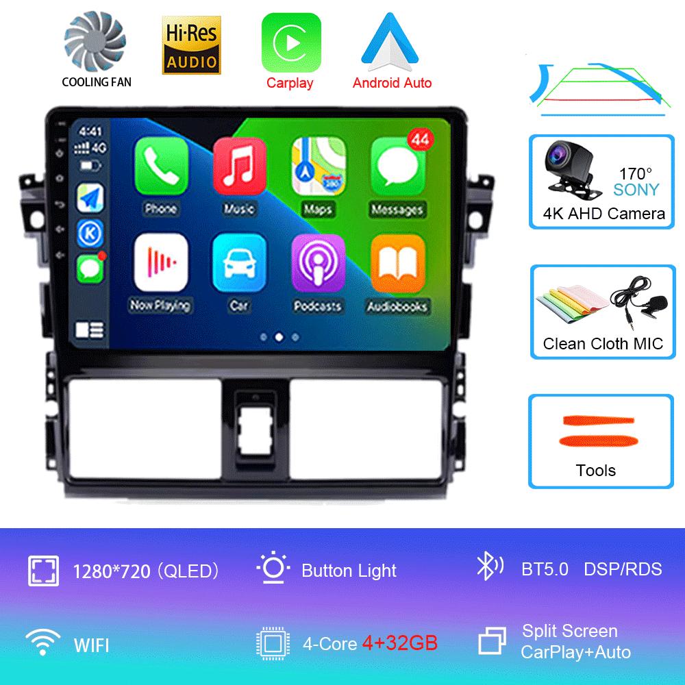Android 14 для TOYOTA VIOS YARIS 2013 2014 2015 2016 Мультимедийный видеоплеер Автомобильный радиоприемник GPS-навигация БЕЗ DVD 2 Din Carplay Новый