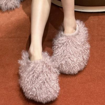 ~ Сун Юйци Звездный Снег Пушистые Туфли Женские Зимние Флисовые Теплые На Толстой Подошве Полусабо Одинарные Туфли