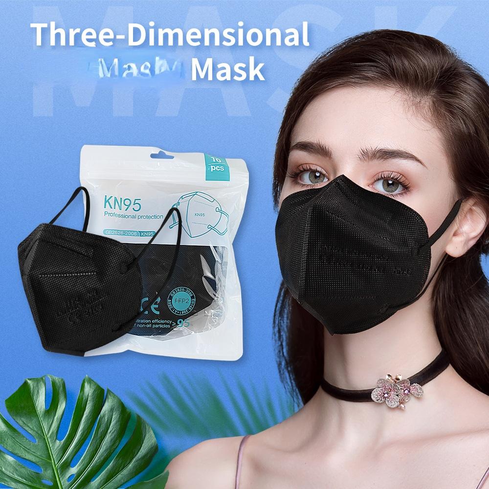 20-200PCS 5 Layers FFP2 MASK Adult Black KN95 Fabric Mascarillas Approved Mouth Face FPP2 Mask KN95 Filter Respirator FFP2MASK