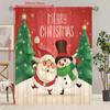 2 Pieces of Santa Claus Christmas Tree Printing Curtain - Polyester Material - Suitable for Bedroom Living Room Study Room Priva