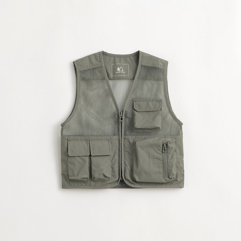 [Mountain Series Outdoor] Mark Jenny Boys and Girls Hollow Mesh Patchwork Multi-Pocket Work Vest Spring Clothing 550351