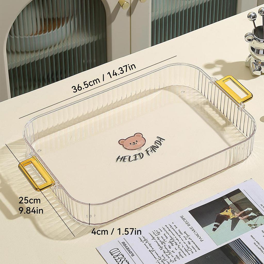 Пластиковый сервировочный поднос с ручкой Поднос для фруктов для гостиной Чайный поднос Прозрачный Обеденная тарелка Кухонный