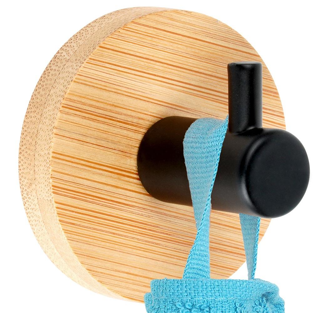 Bamboo Hook Metal Self-Adhesive Towel Rack Bathroom Cloth