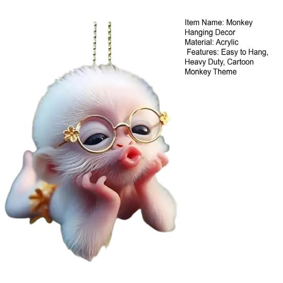 2D Monkey Acrylic Hanging Decoration Home Office Backpack Car Rearview Mirror Lying