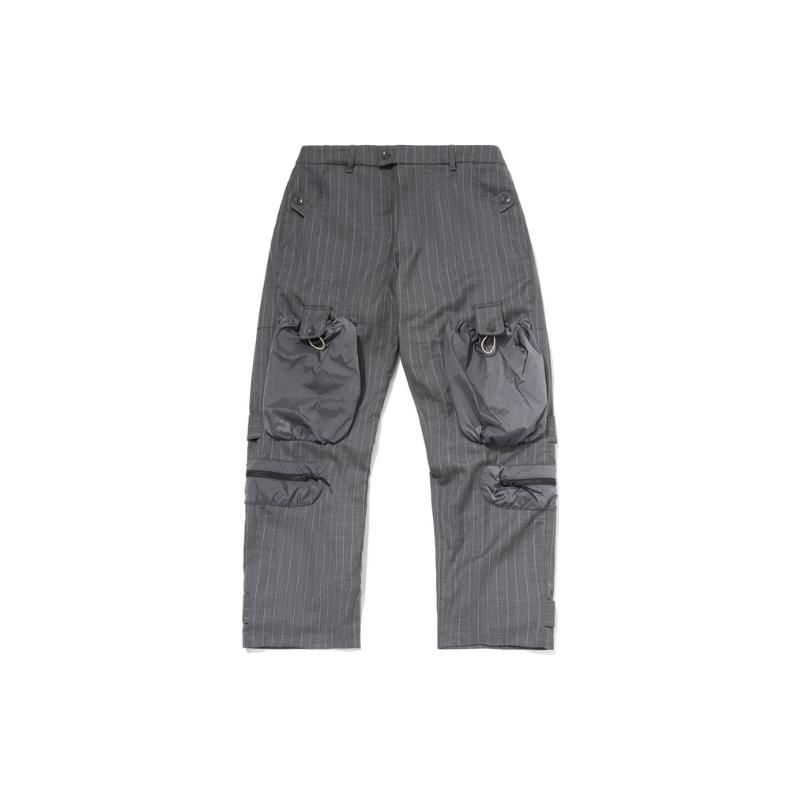 Повседневные брюки Li Ning Anti-Five Series с несколькими карманами и полосатым логотипом, серые AKXQ495-1