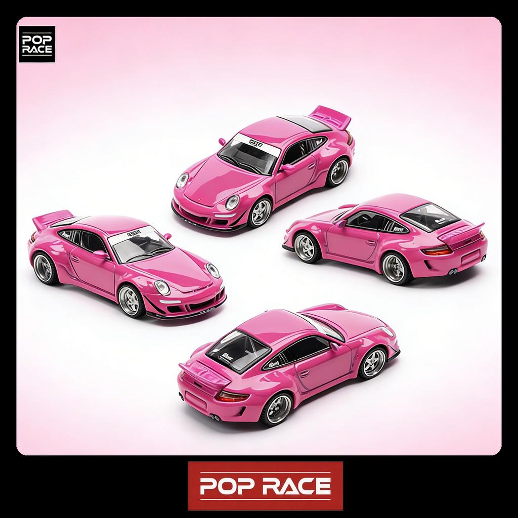 AABKQ1 POP RACE PR640202 1:64 Porsche 911 997 RWB Widebody Pink Limited Edition Diecast Model Car In Stock Ready To Ship