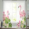 Фламинго птица и цветы плюмерии прозрачные шторы спальня вуаль занавеска гостиная окна прозрачные шторы кухня тюлевые шторы