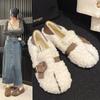 Обувь женская на плоской подошве мокасины с мехом с круглым носком осенние повседневные женские кроссовки платье мокасины осень-зима досуг пряжка ремешок флок резина