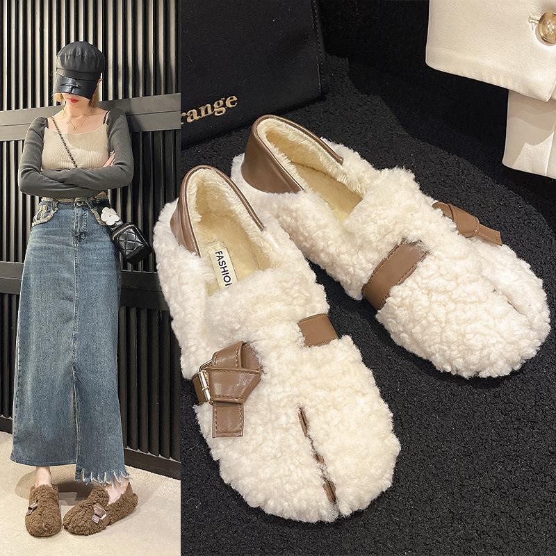 Обувь женская на плоской подошве мокасины с мехом с круглым носком осенние повседневные женские кроссовки платье мокасины осень-зима досуг пряжка ремешок флок резина
