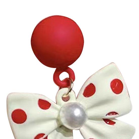 1 Pair Cute Elegant Women Earrings Faux Pearl Bow Knot Drop