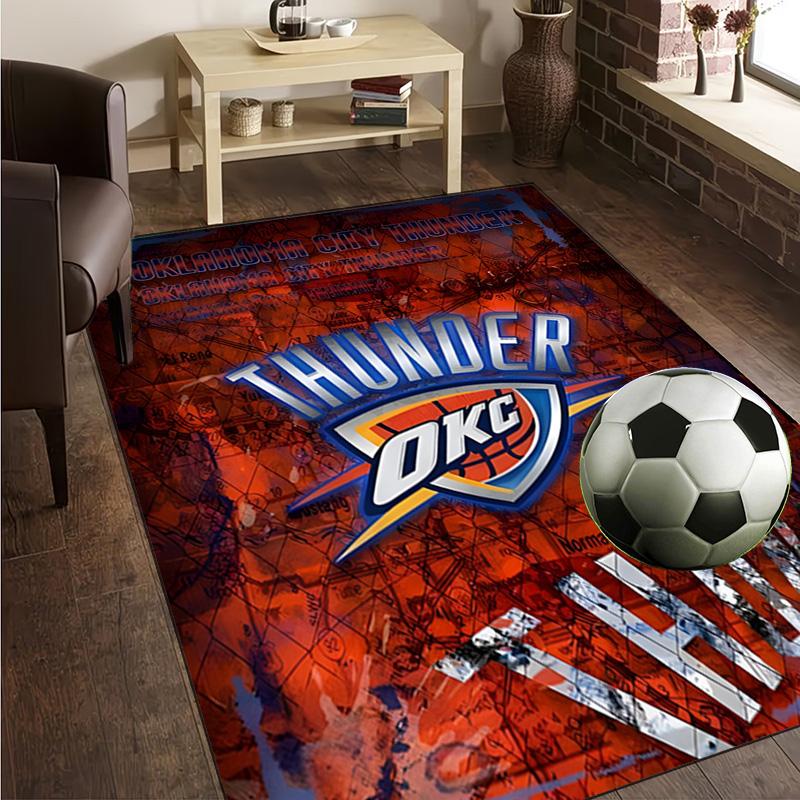 Thunder Basketball Team Rug Office Carpet Non-Slip Mat, Chair Rug Floor Covering for Gaming, Bedroom, Living Room , Home Decor Christmas Gift