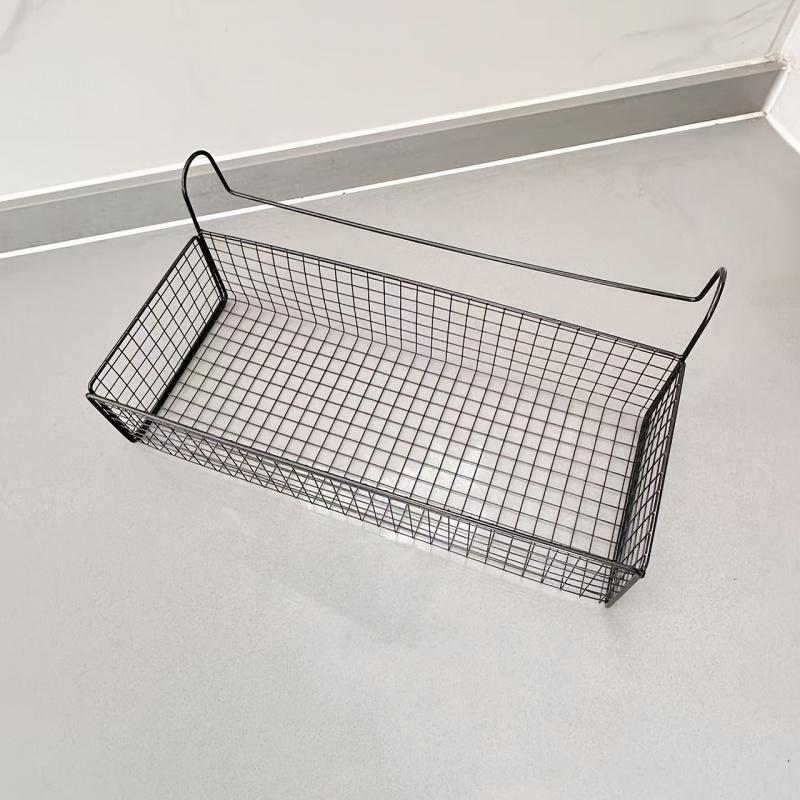1pc Iron Bedside Storage Basket, Mesh Design Space Saving Under Bed Shelf, Bedroom Organizer and Storage Basket