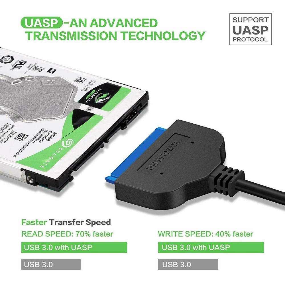 External HDD SSD LED Indicator 22 Pin Converter Adapter Cable USB 3.0 To SATA Hard Disk Driver