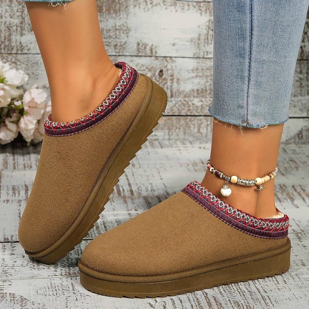 Lace Ethnic Style Autumn And Winter Snow Boots Women'S Shoes Half Drag Cotton Shoes Indoor And Outdoor Large Size 36-44