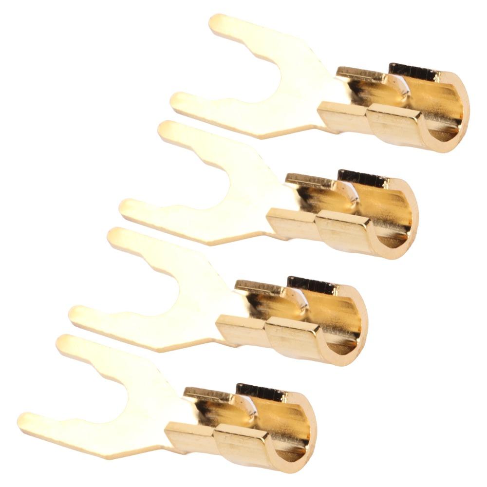 4PCS 45 Degree Fork Spade Speaker Connector Pure Copper Fork Speaker Wire Connector For Amplifiers