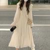French High-End Ruffled Long Sleeve Dress Women's Autumn Stylish High-Waist Long Dress