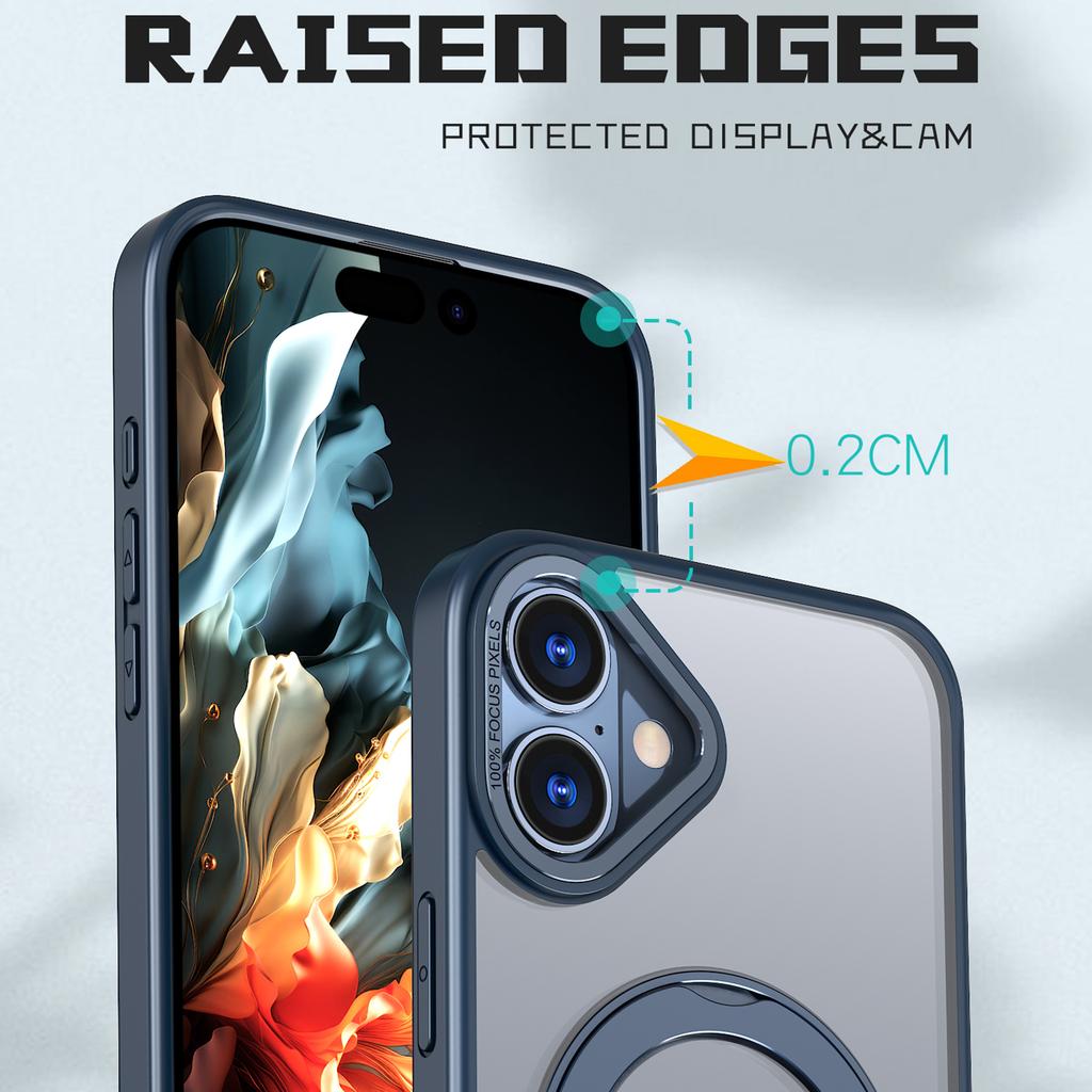 For iPhone 16 Case TPU+Acrylic Kickstand Magnetic Phone Cover