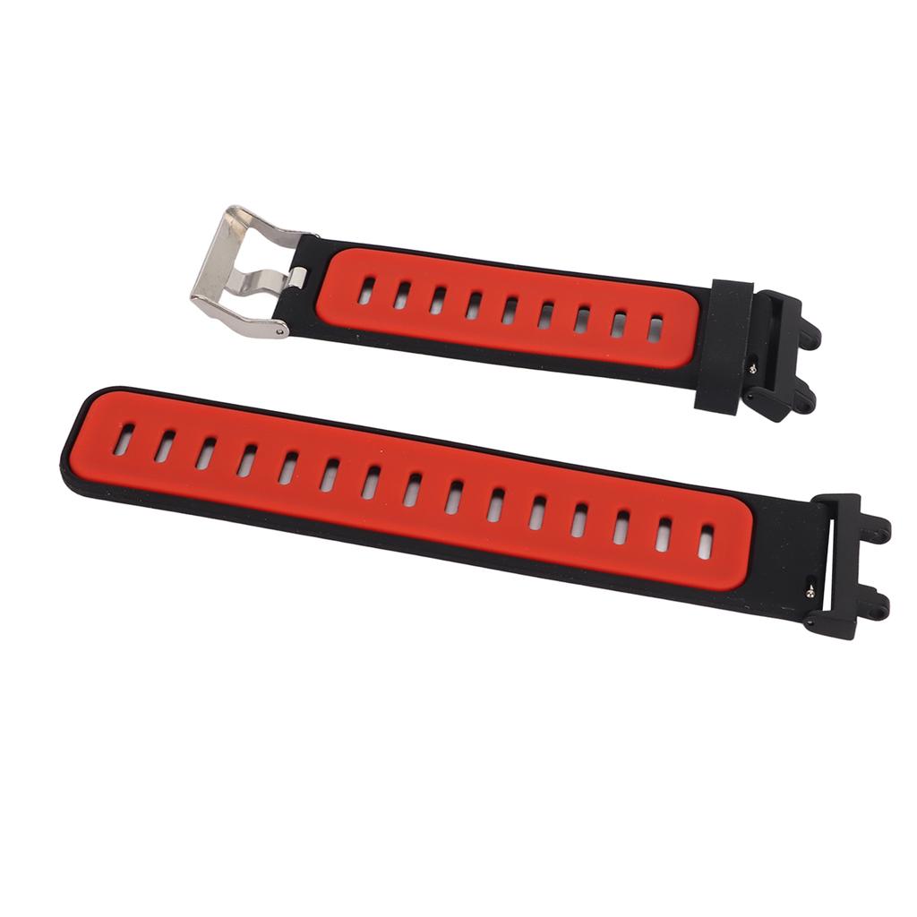 Soft Silicone Watch Strap Adjustable Replacement Band Accessory Fit for Amazfit T Rex 2 Smart Watch Black and Red