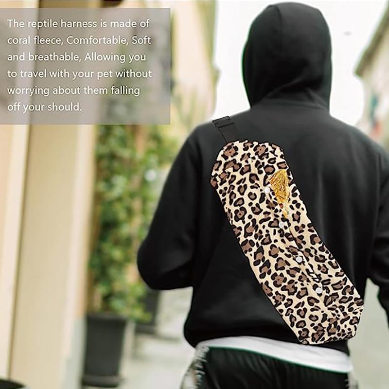 Bearded Dragon Leopard Pattern Carrier Adjustable Coral Fleece Reptile Out Bag Lizard Coat Reptile Small Pet Batwing Accessories
