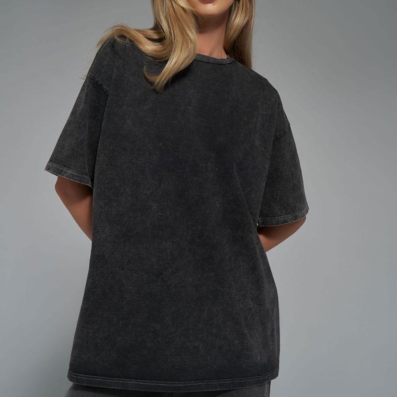 Летняя футболка с коротким рукавом большого размера для женщин, новые модные топы с круглым вырезом, свободная повседневная хлопковая футболка, женская уличная однотонная простая женская футболка 24651