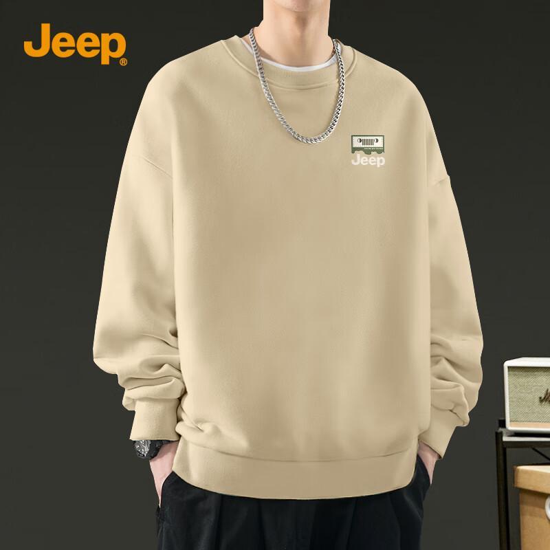 JEEP Men's Loose Fit Heavyweight Round Neck Sweatshirt