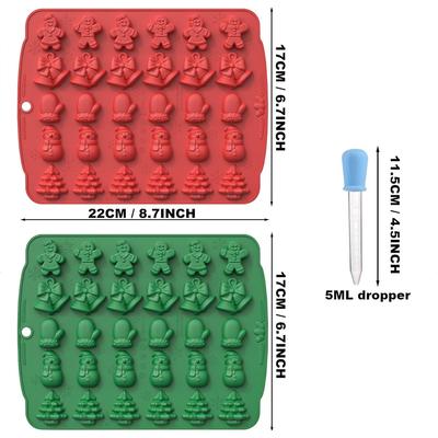 Мини Рождественские Силиконовые Формы Формы для Шоколада Формы для Конфет для Выпечки Сладких Угощений, Рождественский Подарок Мыло Ручной Работы Свечи (Красный,Зеленый)