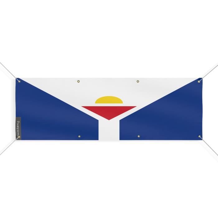 Bannière Drapeau Saint-Martin (Antilles Françaises) 8 Oeillets 130x390 Cm