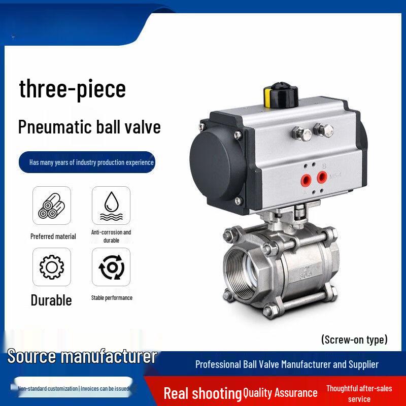 MitaoPai 304 SS 3-Piece Pneumatic Ball Valve