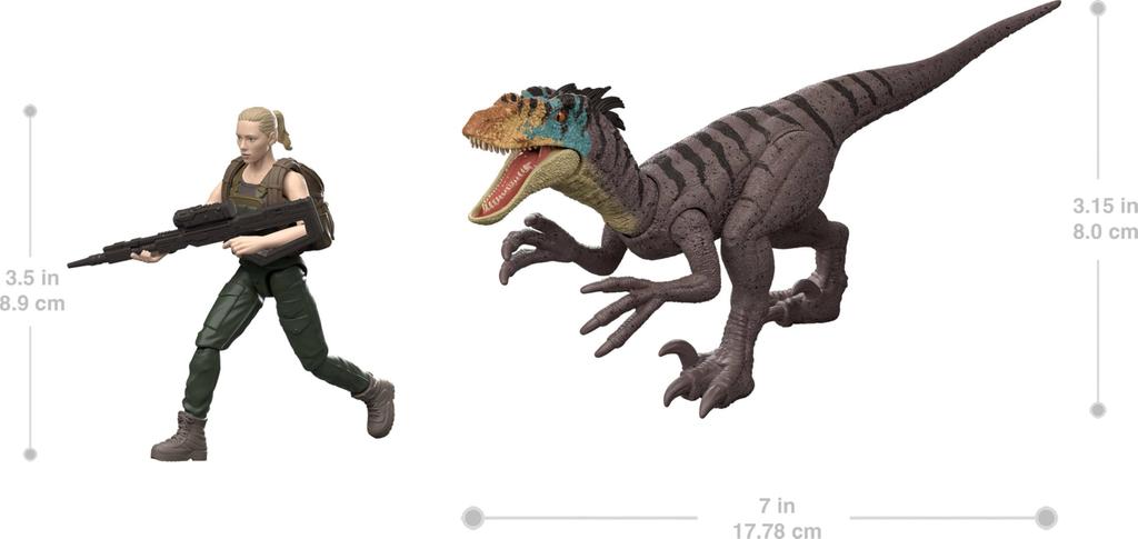 Mattel Jurassic World Reborn Human Dinosaur Figure Zola Bennett Poseable Collectible & Pack & Velociraptor, Movie-Accurate 3.75-Inch Scale,