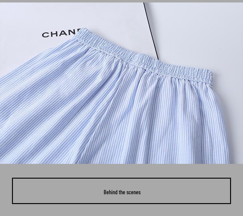 Модные синие полосатые брюки с высокой посадкой и широкими штанинами, со шнуровкой на талии, идеально подходят для весны и осени, доступны сейчас