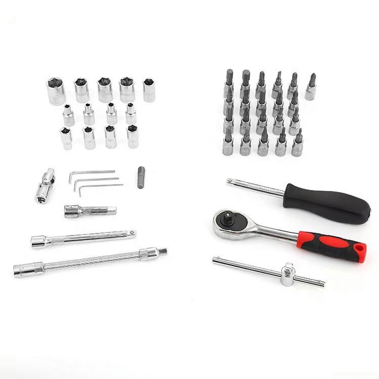 46Pcs 1/4-Inch Drive Metric Socket Set Hand Ratchet Socket Wrench Spanner Tool Kit Socket Wrench Set