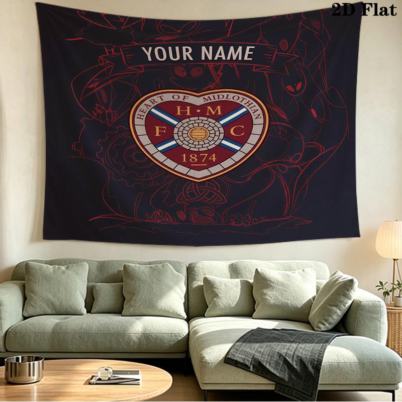 Custom Name Heart of Midlothian Printed Tapestry – Wall Hanging for Bedrooms, Dorms, and Home Decor