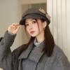 Wool Newsboy Hat Solid Color Octagonal Cap Casual Painter Hat  Female